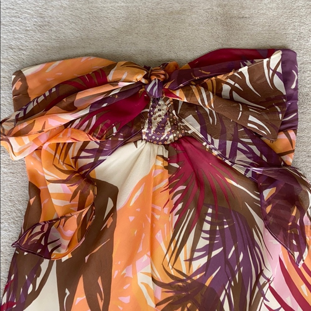 Tropical Flowy Strapless Dress
